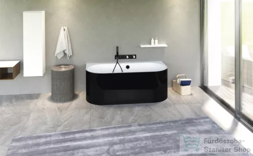 Sapho POLYSAN ASTRA DL MONOLITH aszimmetrikus kád, 160x75x60cm, fehér/fekete (33611MDLB)