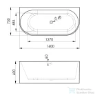 Sapho POLYSAN ASTRA DL MONOLITH aszimmetrikus kád, 160x75x60cm, fehér/fekete (33611MDLB)