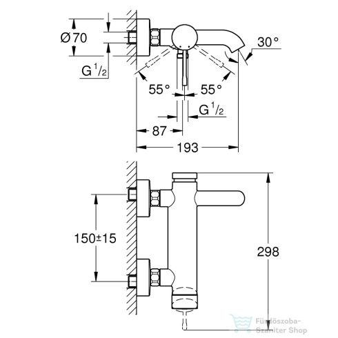 Grohe ESSENCE egykaros kádcsaptelep, zuhanyszett nélkül, matt grafit 33624AL1