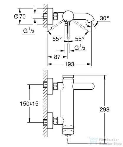 Grohe ESSENCE egykaros kádcsaptelep, zuhanyszett nélkül, matt grafit 33624AL1