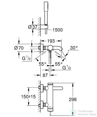 Grohe ESSENCE kádcsaptelep, zuhanyszettel, króm 33628001