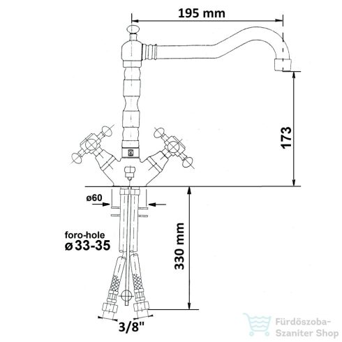 Sapho ANTEA mosdó csaptelep automata leeresztővel, króm/arany 3372