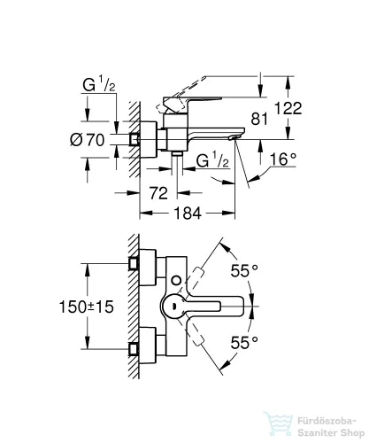 Grohe Lineare Egykaros kádcsaptelep, matt hard grafit 33849AL1