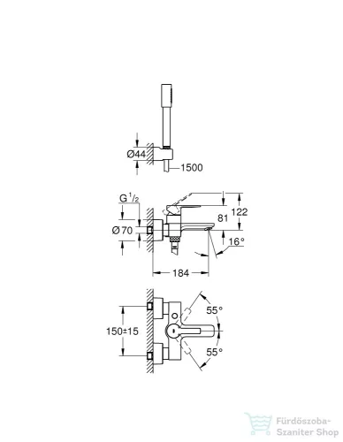 Grohe LINEARE egykaros kádcsaptelep, zuhanyszettel, króm 33850001