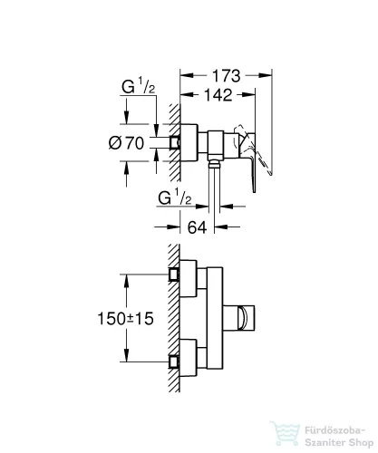 Grohe LINEARE egykaros zuhany csaptelep, Brushed warm sunset 33865DL1