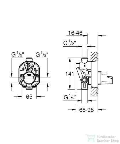 Grohe univerzális alaptest 1/2" kád/zuhany csaptelephez,33961000