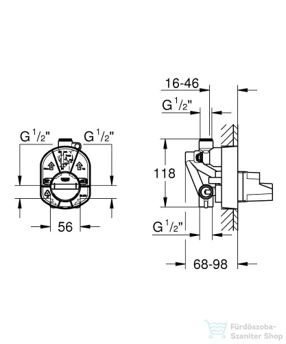 Grohe univerzális alaptest 1/2"zuhany csaptelephez,33965000