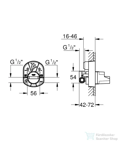 Grohe univerzális alaptest 1/2"zuhany csaptelephez,33966000