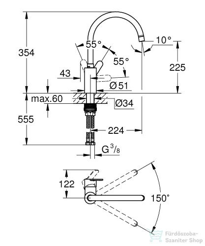 Grohe EUROSTYLE COSMOPOLITAN EGYKAROS MOSOGATÓCSAP 1/2? króm 33975004