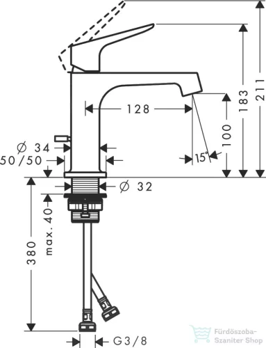 Hansgrohe AXOR CITTERIO M mosdó csaptelep automata leeresztővel,szálcsiszolt fekete króm 34010340