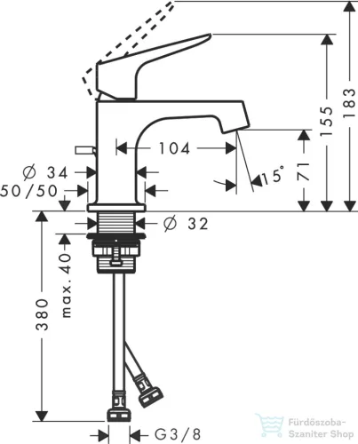 Hansgrohe AXOR CITTERIO M egykaros mosdó csaptelep kézmosóhoz DN15, automata leeresztővel, króm 34016000
