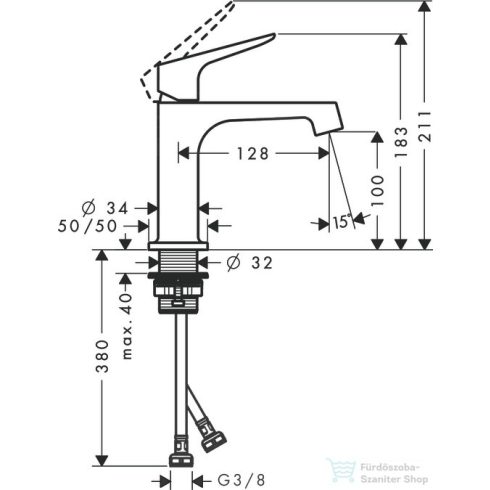 Hansgrohe AXOR CITTERIO M egykaros mosdó csaptelep DN15, nem zárható leeresztővel, króm 34017000