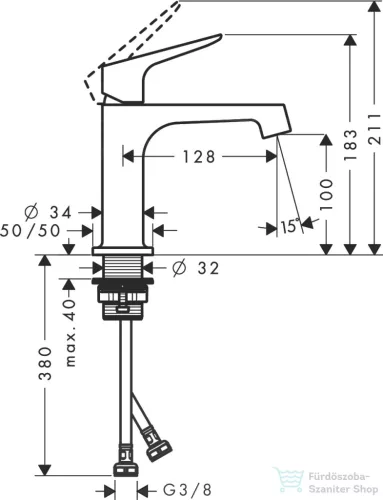 Hansgrohe AXOR CITTERIO M mosdó csaptelep nem zárható leeresztővel,polírozott fekete króm 34017330