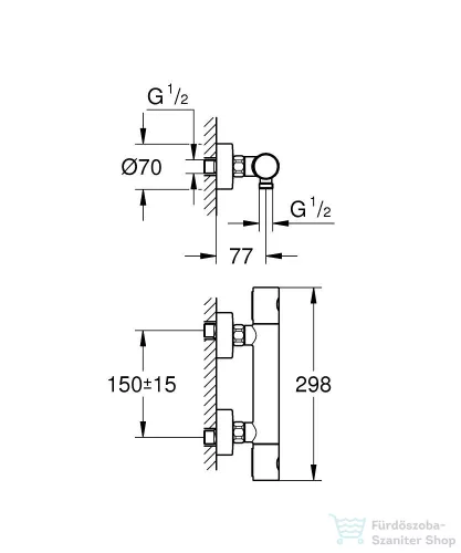 GROHE Grohtherm 1000 termosztátos zuhany csaptelep zuhanyszett nélkül,Brushed Hard Graphite 34065AL2