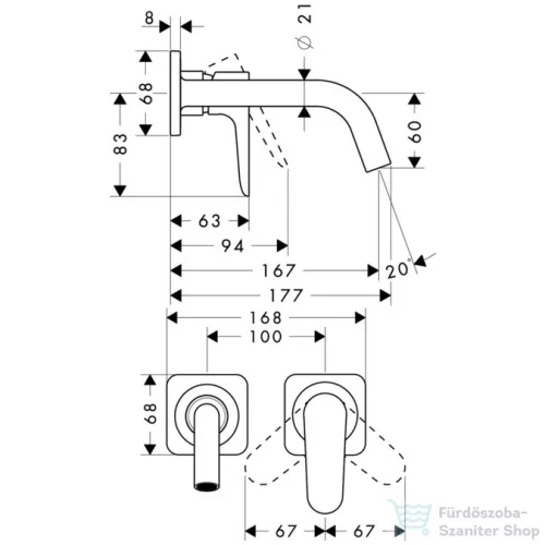 Hansgrohe AXOR Citterio M egykaros, falsík alatti mosdócsaptelep takarórozettákkal és rövid kifolyóval DN15, króm  34113000