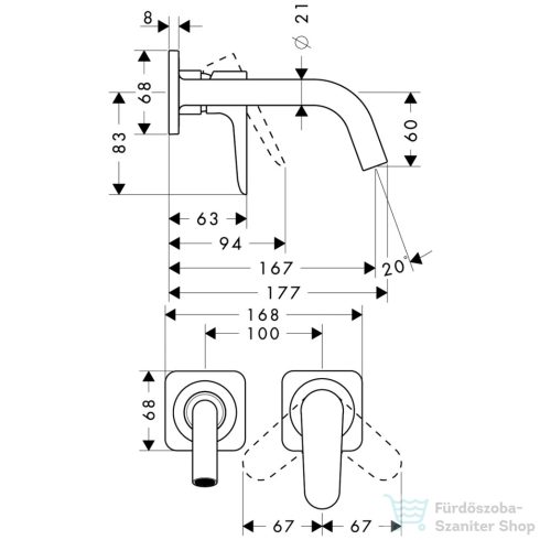 Hansgrohe AXOR Citterio M falsík alatti mosdó csaptelep 16,7 cm-es kifolyóval,szálcsiszolt arany hatású 34113250