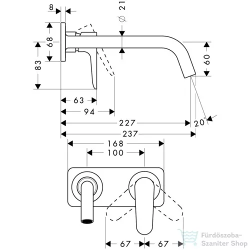 Hansgrohe AXOR Citterio M falsík alatti mosdó csaptelep 22,7 cm-es kifolyóval,nem zárható leeresztővel,rozsdamentes acél hatású 34115800