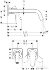 Hansgrohe AXOR Citterio M falsík alatti mosdó csaptelep 22,7 cm-es kifolyóval,nem zárható leeresztővel,szálcsiszolt fekete króm 34116340