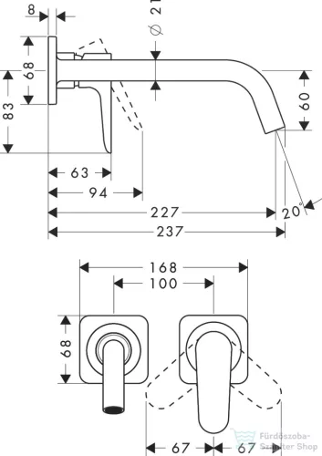 Hansgrohe AXOR Citterio M falsík alatti mosdó csaptelep 22,7 cm-es kifolyóval,nem zárható leeresztővel,szálcsiszolt fekete króm 34116340