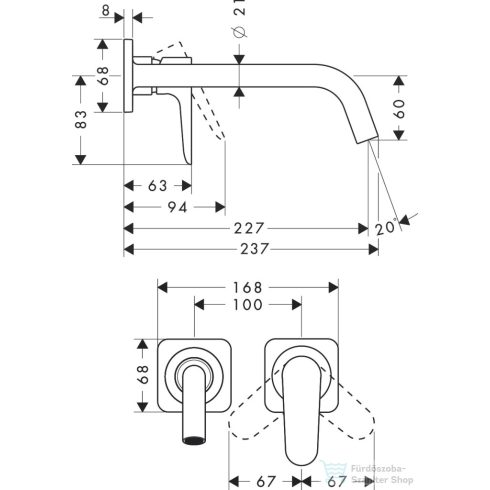 Hansgrohe AXOR Citterio M falsík alatti mosdó csaptelep 22,7 cm-es kifolyóval,nem zárható leeresztővel,polírozott arany hatású 34116990