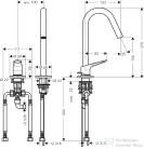 Hansgrohe AXOR CITTERIO M 2 üléses mosdó csaptelep automata leeresztővel,szálcsiszolt nikkel 34132820