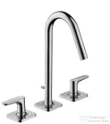 Hansgrohe AXOR CITTERIO M 3-lyukú mosdó csaptelep takarórozettákkal és rövid kifolyóval DN15, automata leeresztővel, króm 34133000