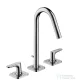 Hansgrohe AXOR CITTERIO M 3-lyukú mosdó csaptelep takarórozettákkal és rövid kifolyóval DN15, automata leeresztővel, króm 34133000