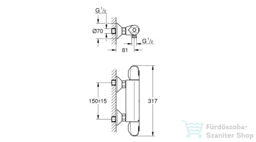 Grohe Grohtherm 1000 termosztátos zuhanycsaptelep 34143003