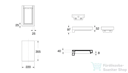 Sapho KERASAN INKA kerámia lap 22x35,5 cm matt fekete 341631