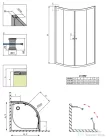 Radaway Projecta A 90x90 íves zuhanykabin, króm/fabrik