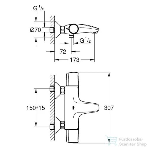 Grohe Precision Trend Termosztátos kádcsaptelep 1/2″, króm 34227002