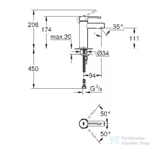 Grohe ESSENCE mosdó csaptelep, automata leeresztővel, króm 34294001