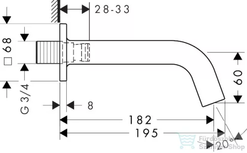 Hansgrohe AXOR CITTERIO M 18,2 cm-es kádkifolyó DN20,polírozott arany hatású 34410990