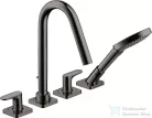 Hansgrohe AXOR CITTERIO M 4 üléses épített peremre szerelhető kádtöltő csaptelep,polírozott fekete króm 34454330