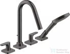 Hansgrohe AXOR CITTERIO M 4 üléses épített peremre szerelhető kádtöltő csaptelep,szálcsiszolt fekete króm 34454340