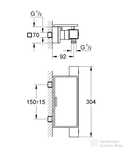 Grohe Grohtherm Cube termosztátos zuhanycsaptelep Grohe EasyReach zuhanypolccal 34491000