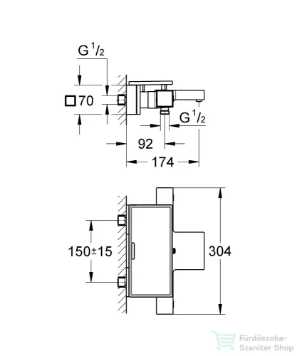 Grohe Grohtherm Cube termosztátos kádcsaptelep Grohe EasyReach zuhanypolccal 34502000