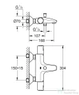 Grohe PRECISION START termosztátos kádtöltő csaptelep zuhanyszett nélkül,matt fekete 345982430