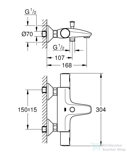 Grohe PRECISION START termosztátos kádtöltő csaptelep zuhanyszett nélkül,matt fekete 345982430