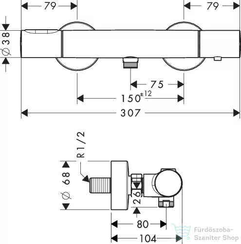 Hansgrohe AXOR CITTERIO M termosztátos zuhany csaptelep,polírozott vörös arany hatású 34635300