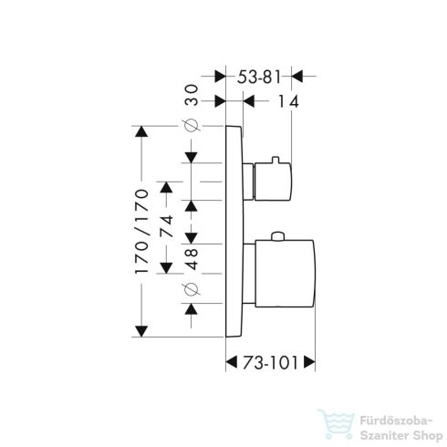 Hansgrohe AXOR Citterio M falsík alatti termosztátos kád/zuhany csaptelep elzárószeleppel,rozsdamentes acél hatású 34705800