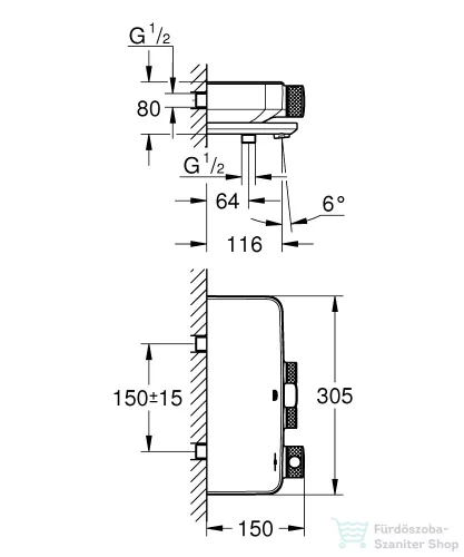 Grohe Grohtherm Smartcontrol termosztátos kádtöltő csaptelep 34718000