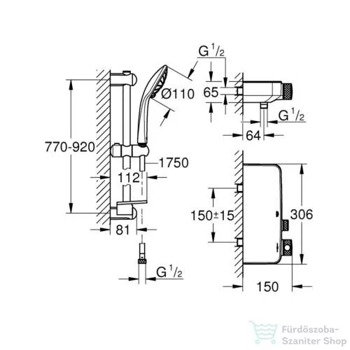 Grohe Grohtherm Smartcontrol termosztátos zuhanycsaptelep zuhanyszettel 34721000