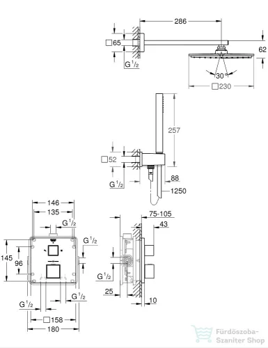 Grohe Grohtherm Cube termosztátos zuhanyrendszer Rainshower allure fejzuhannyal 34741000