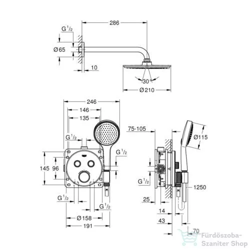 Grohe Grohtherm Smartcontrol falsík alatti termosztátos zuhanyrendszer 34743000