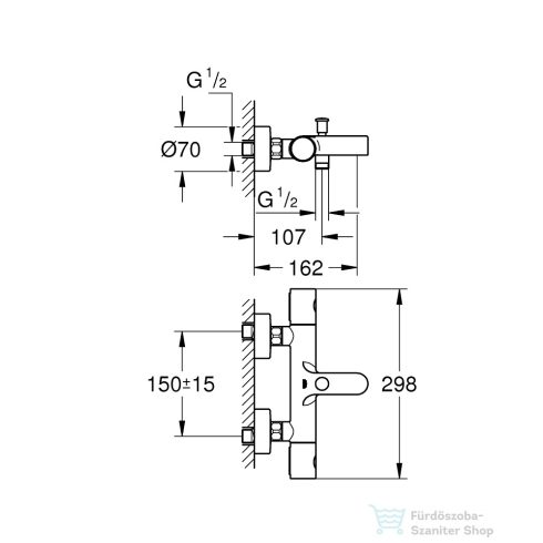 Grohe GROHTHERM 800 COSMOPOLITAN termosztátos kádcsaptelep, zuhanyszett nélkül, króm 34766000