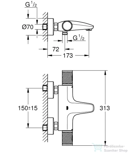 Grohe Precision Feel termosztátos kádcsaptelep, króm 34788000
