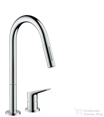Hansgrohe AX Citterio M 2-lyukú konyhai csaptelep, kihúzható zuhanyfejjel DN15, króm 34822000