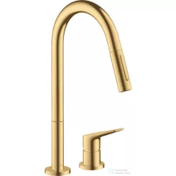   Hansgrohe AX Citterio M 2 üléses mosogató csaptelep kihúzható zuhanyfejjel, DN15, szálcsiszolt arany hatású 34822250
