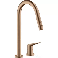   Hansgrohe AX Citterio M 2 üléses mosogató csaptelep kihúzható zuhanyfejjel, DN15, szálcsiszolt vörös arany hatású 34822310